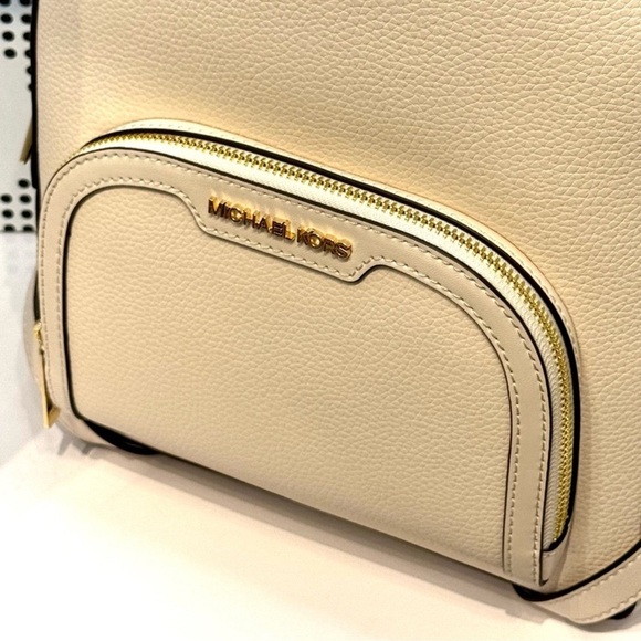 Michael Kors Jaycee Medium Pebbled Leather Backpack Light Cream Multi - Picture 7 of 9